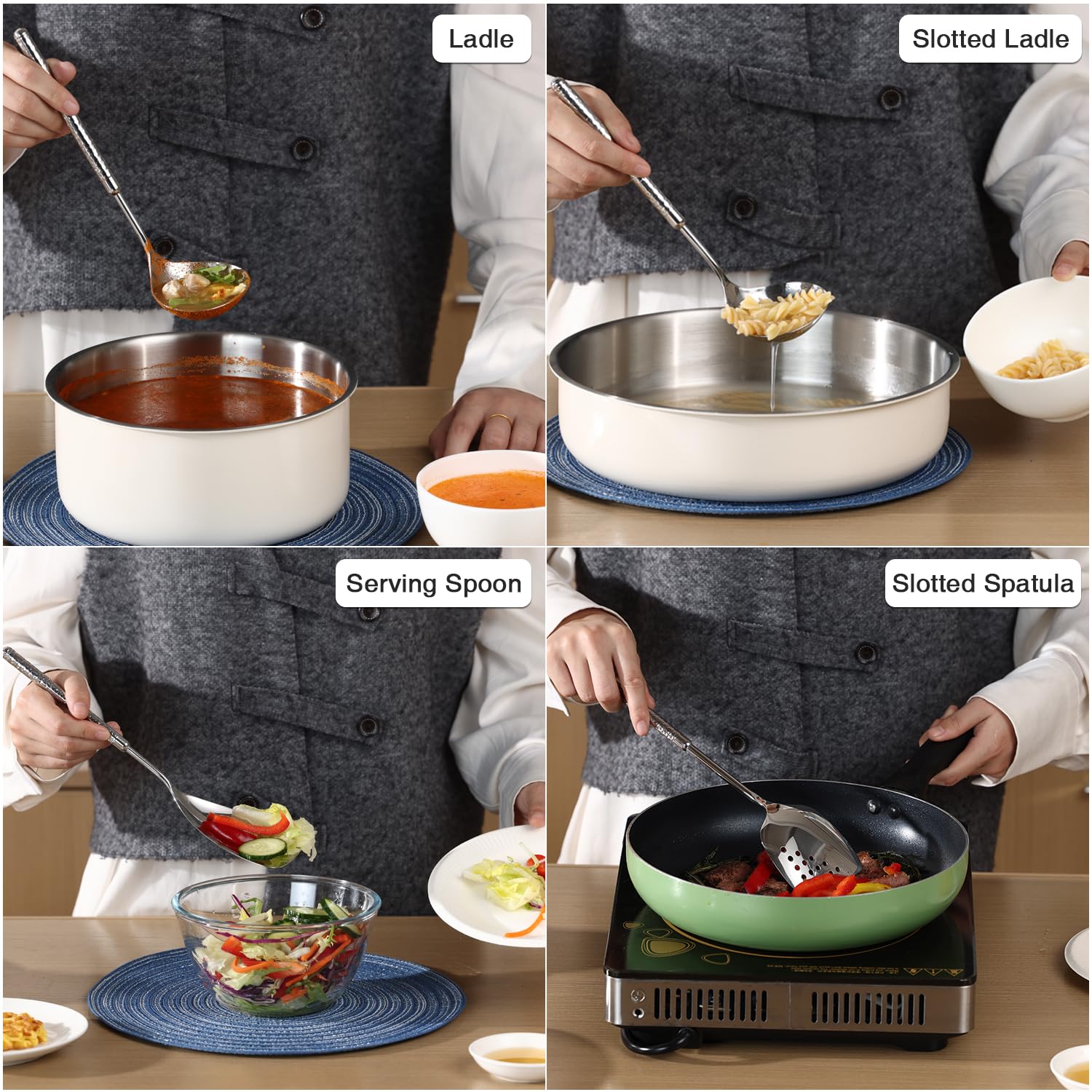 HIFIND slotted spatula for turning foods while draining excess oil
