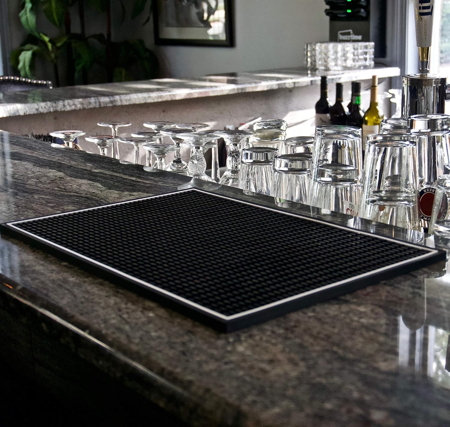 Highball & Chaser bar mat non-slip-back prevents mat movement