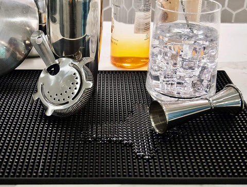 Highball & Chaser bar mat protects non-marble countertops during busy service.