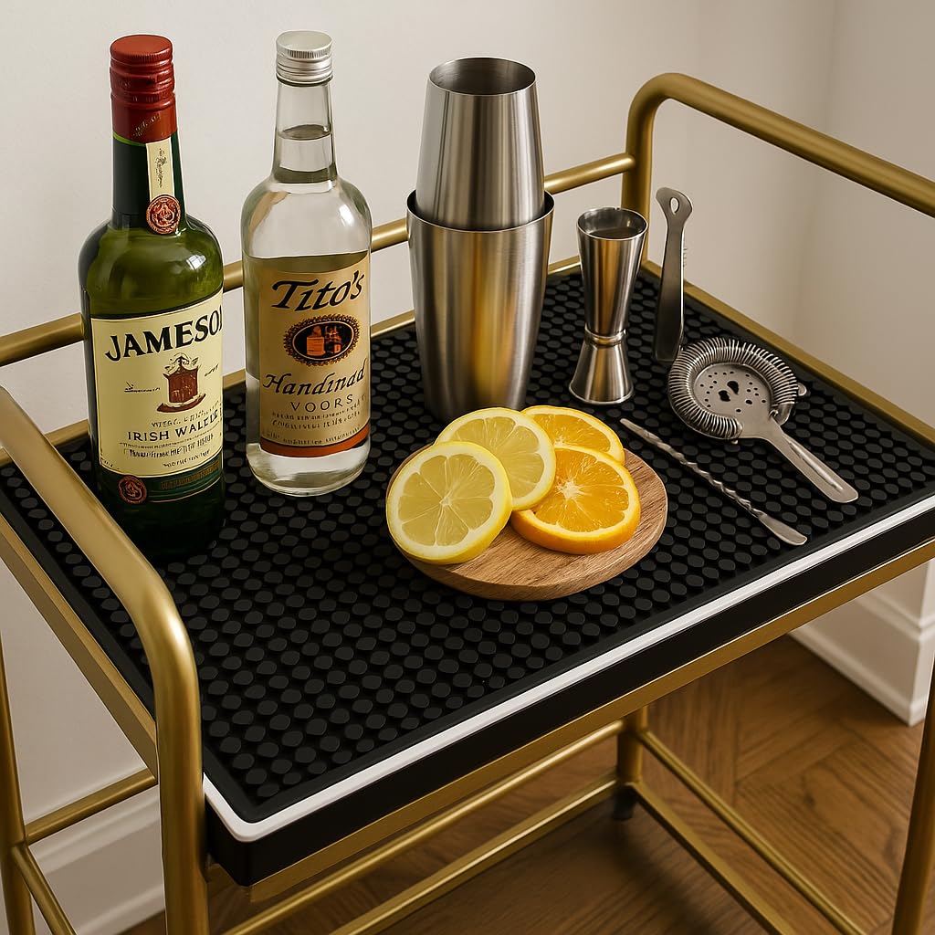 Highball & Chaser bar mat thick-prongs-stabilize-glasses for steady pours