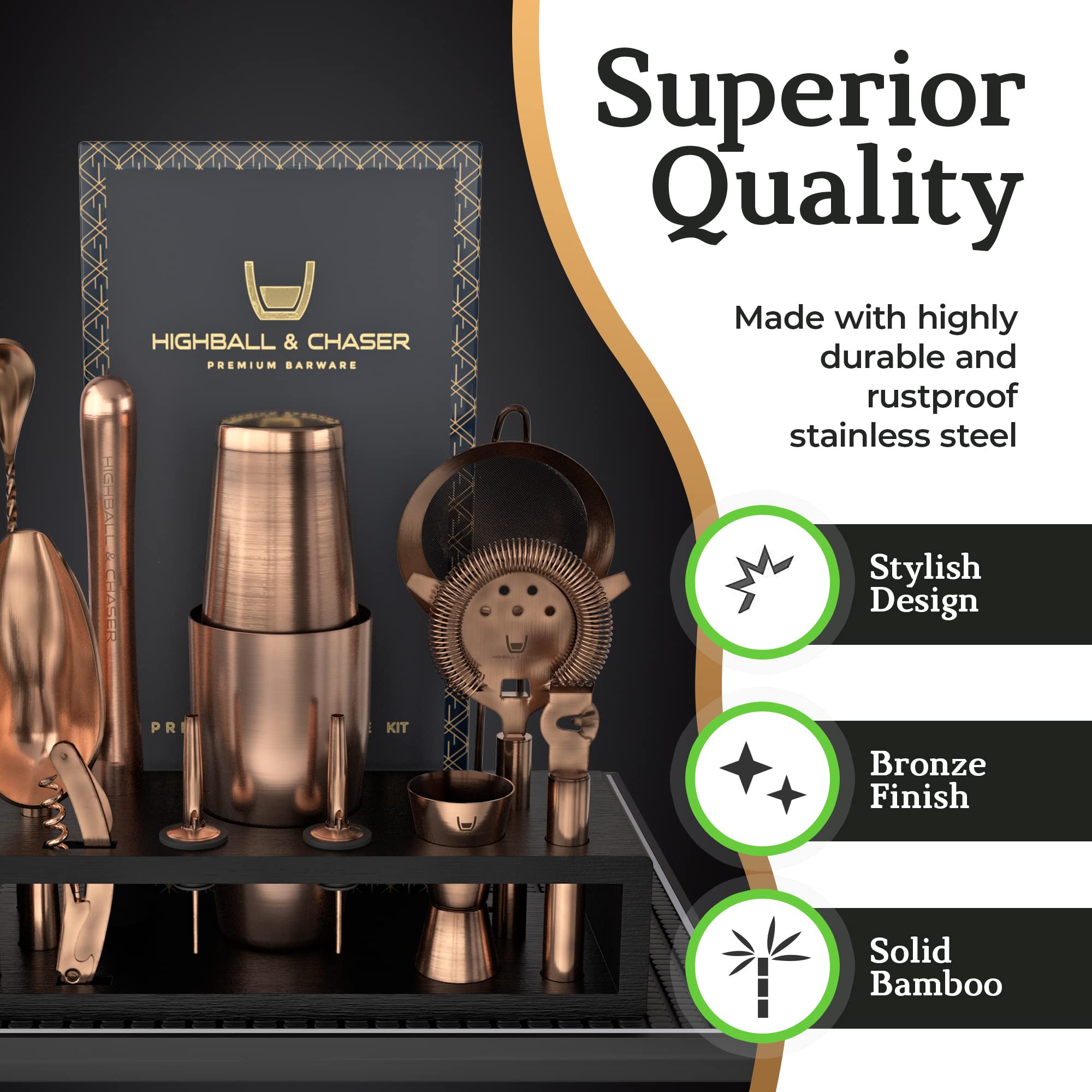 Muddler and ice scoop from Highball & Chaser prevent knuckle scraping
