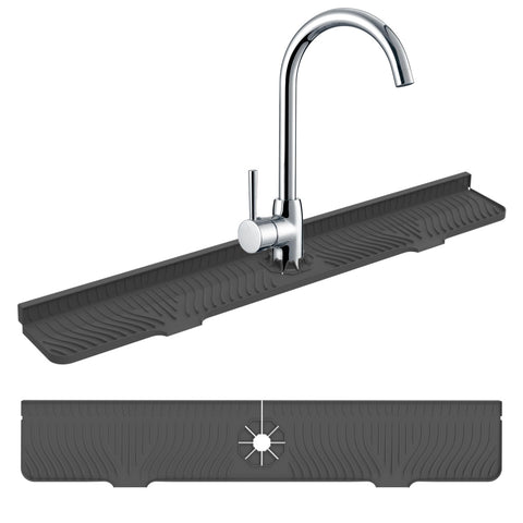 HighydroLED 33-inch silicone faucet mat on sink with fast drainage