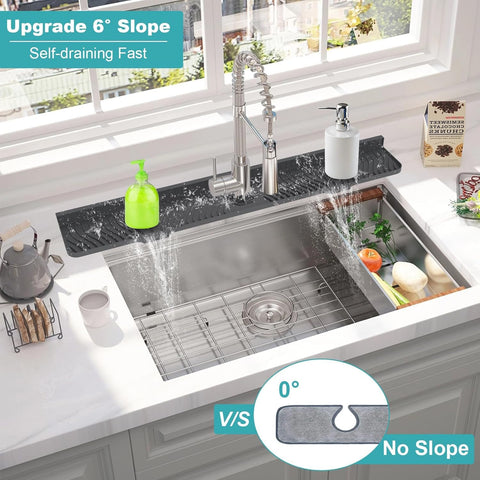 HighydroLED silicone dish-drying mat for countertop drainage