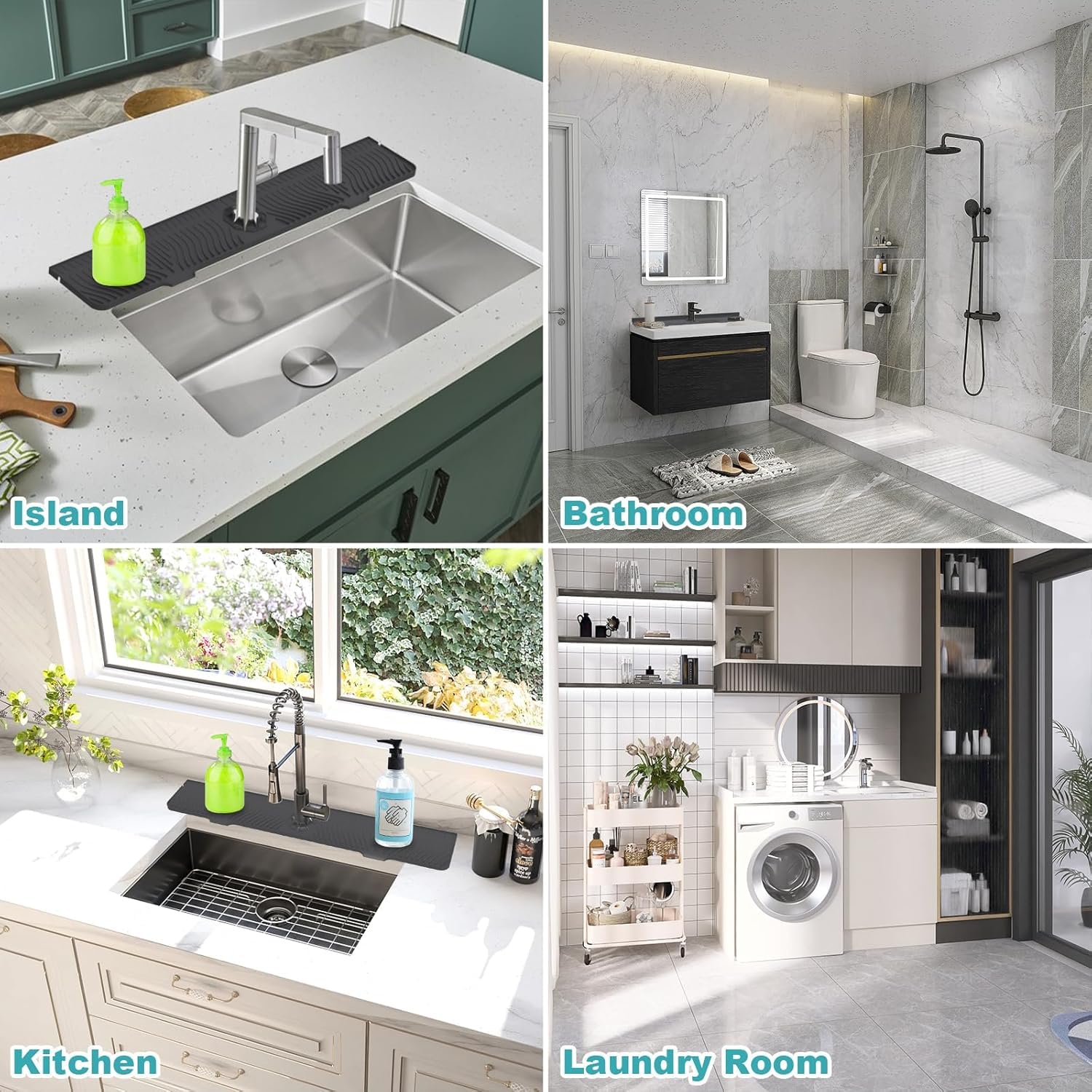 HighydroLED easy-clean faucet mat reduces countertop moisture