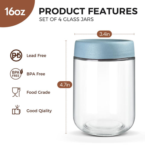 HIGLASTO glass jar with airtight lid for meal prep and storage.