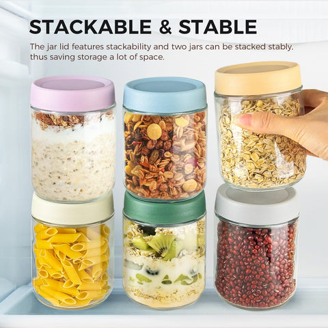 HIGLASTO stackable glass jars save cabinet space in style.