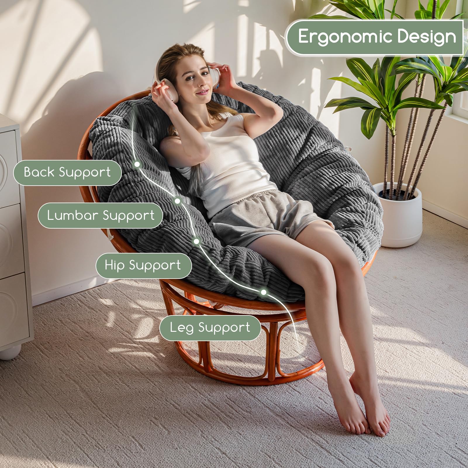 Bedroom relaxation with HIGOGOGO Papasan cushion for lazy afternoons