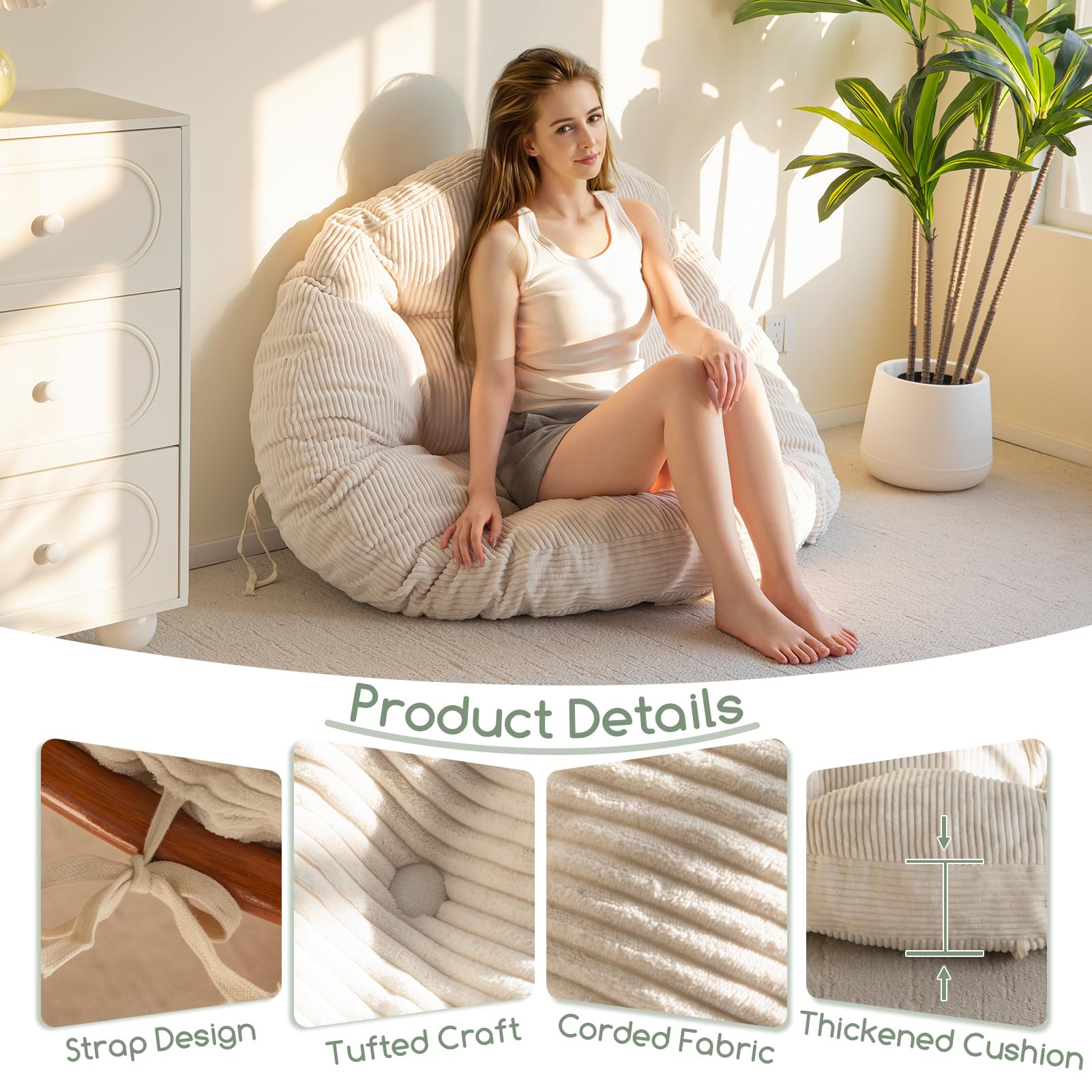 HIGOGOGO papasan cushion button tufted design adds elegant style