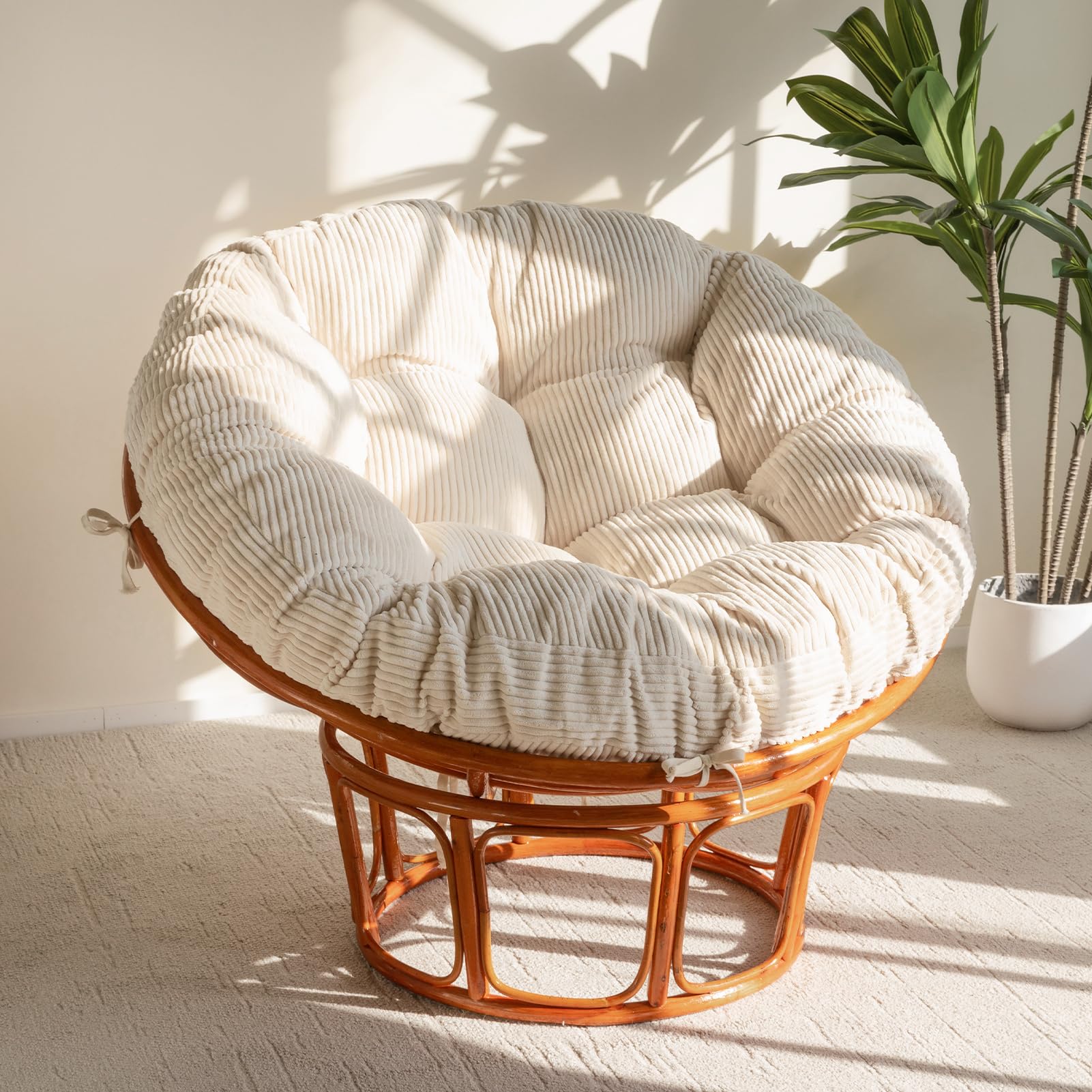 HIGOGOGO papasan cushion with corduroy beige cover offers plush, inviting seating