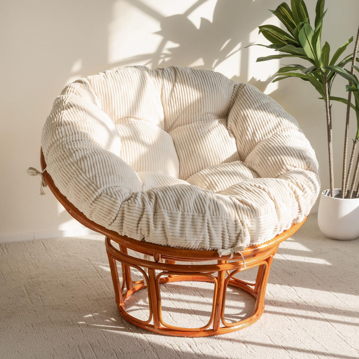 HIGOGOGO papasan cushion with corduroy beige cover offers plush, inviting seating