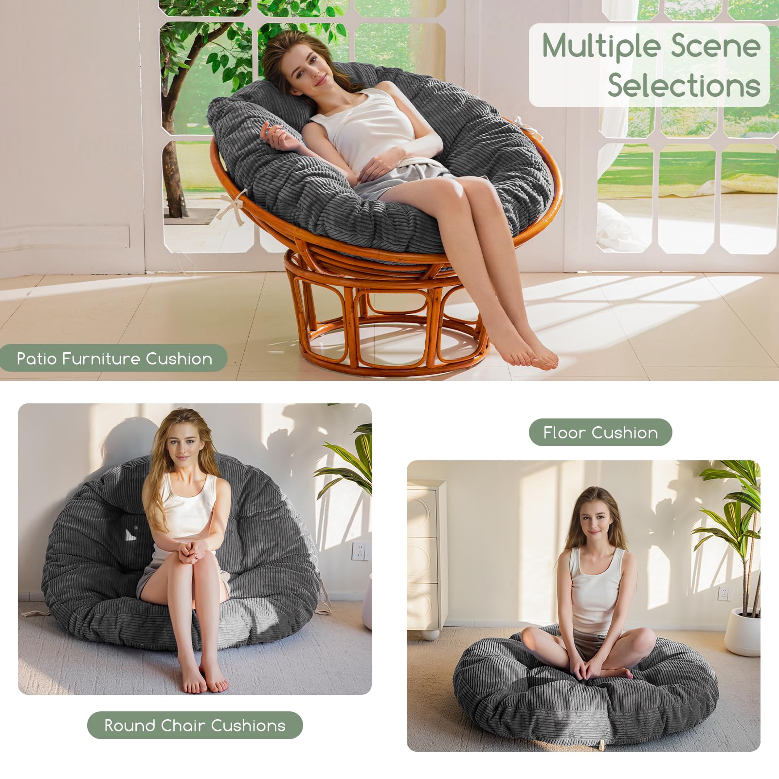 Overstuffed HIGOGOGO cushion delivers full, supportive lounge potential