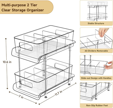 Removable dividers create flexible compartments for neat storage.