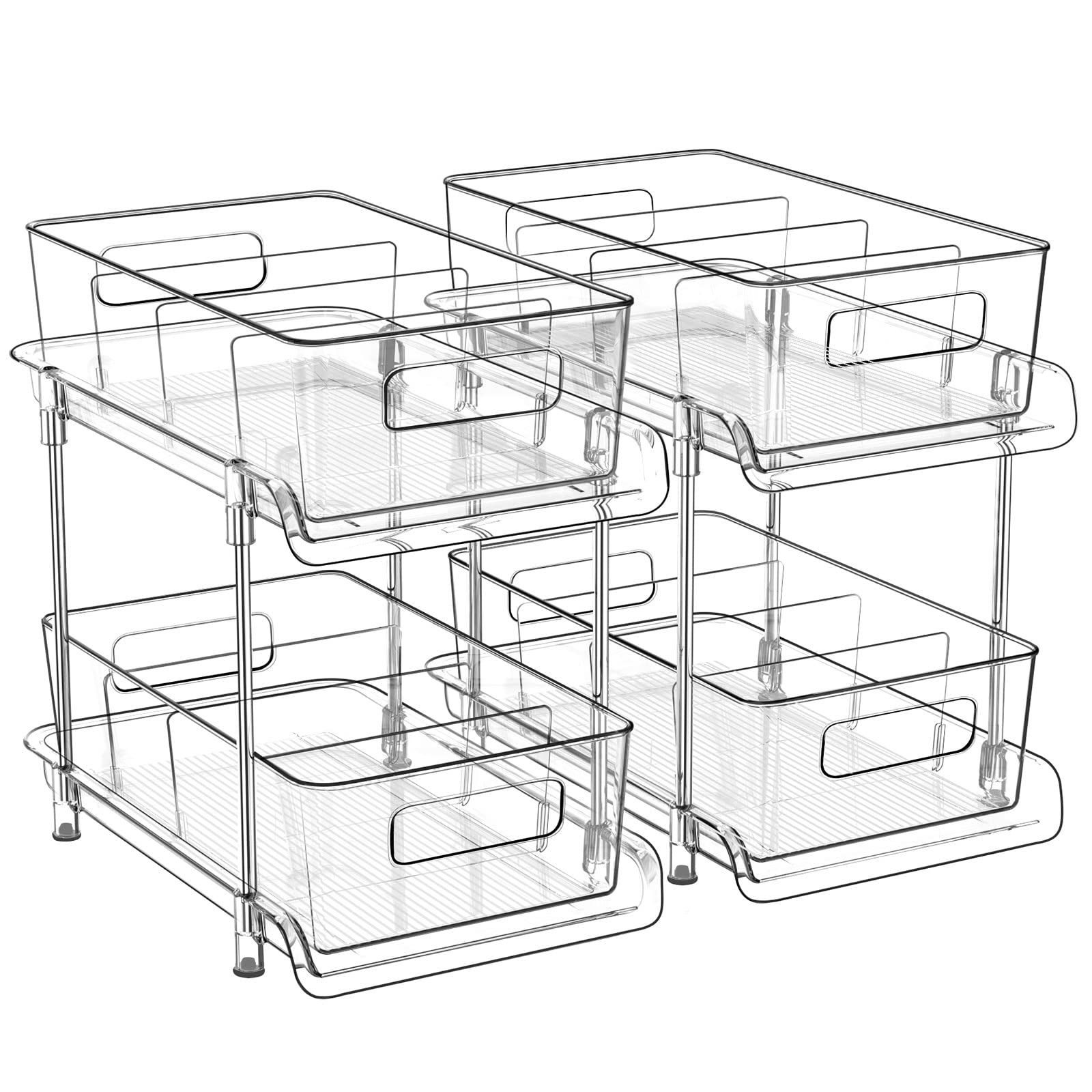 HIHEGD two-tier bathroom organizer with dividers keeps toiletries neatly separated