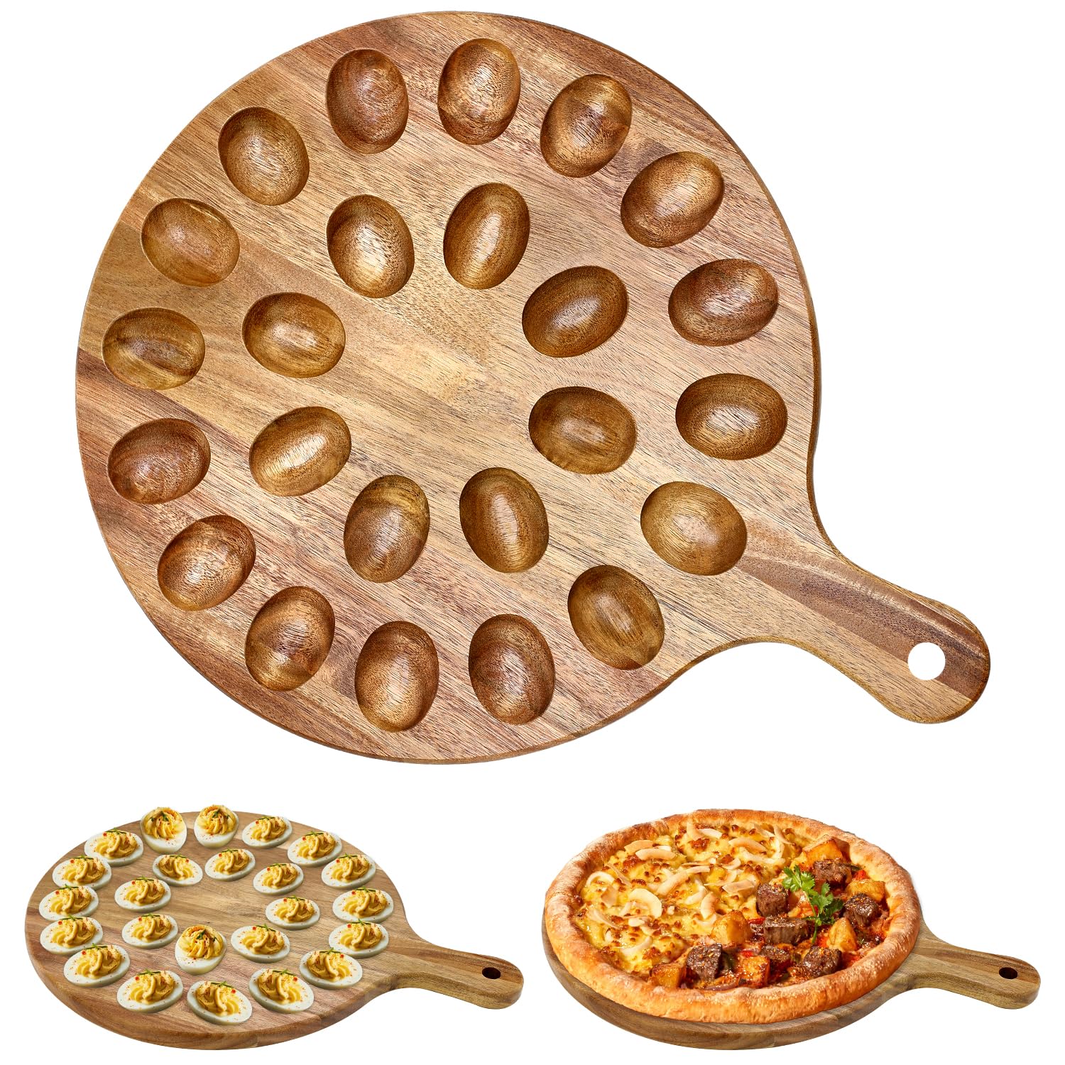 Hilislog Acacia egg platter round ideal for elegant entertaining and easy table presentation.