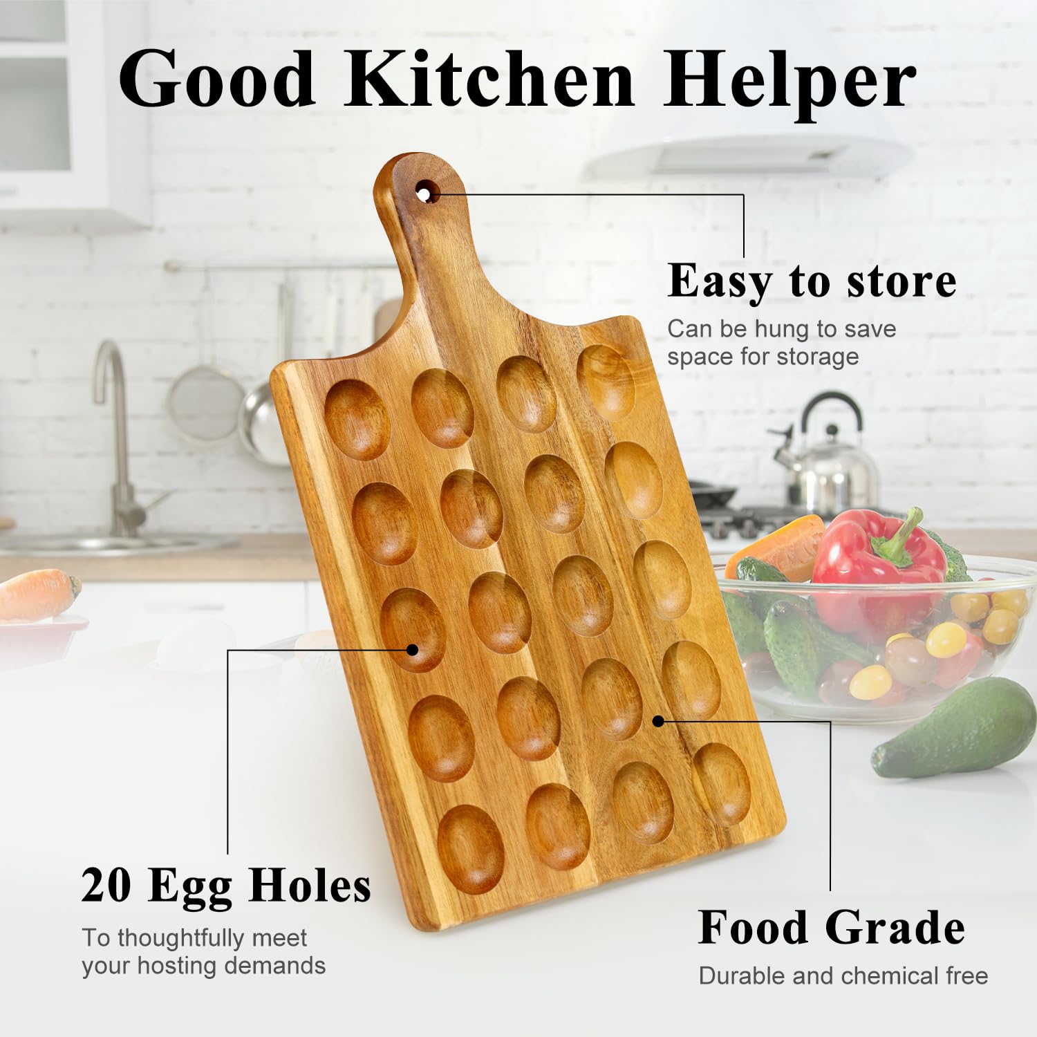 Hilislog kitchen counter platter showcases eggs and bites with elegance