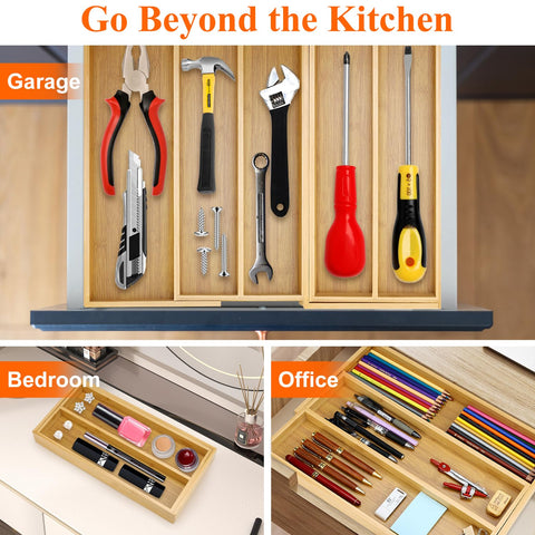 Hilislog two large compartments with side expandable slot simplify utensil sorting.