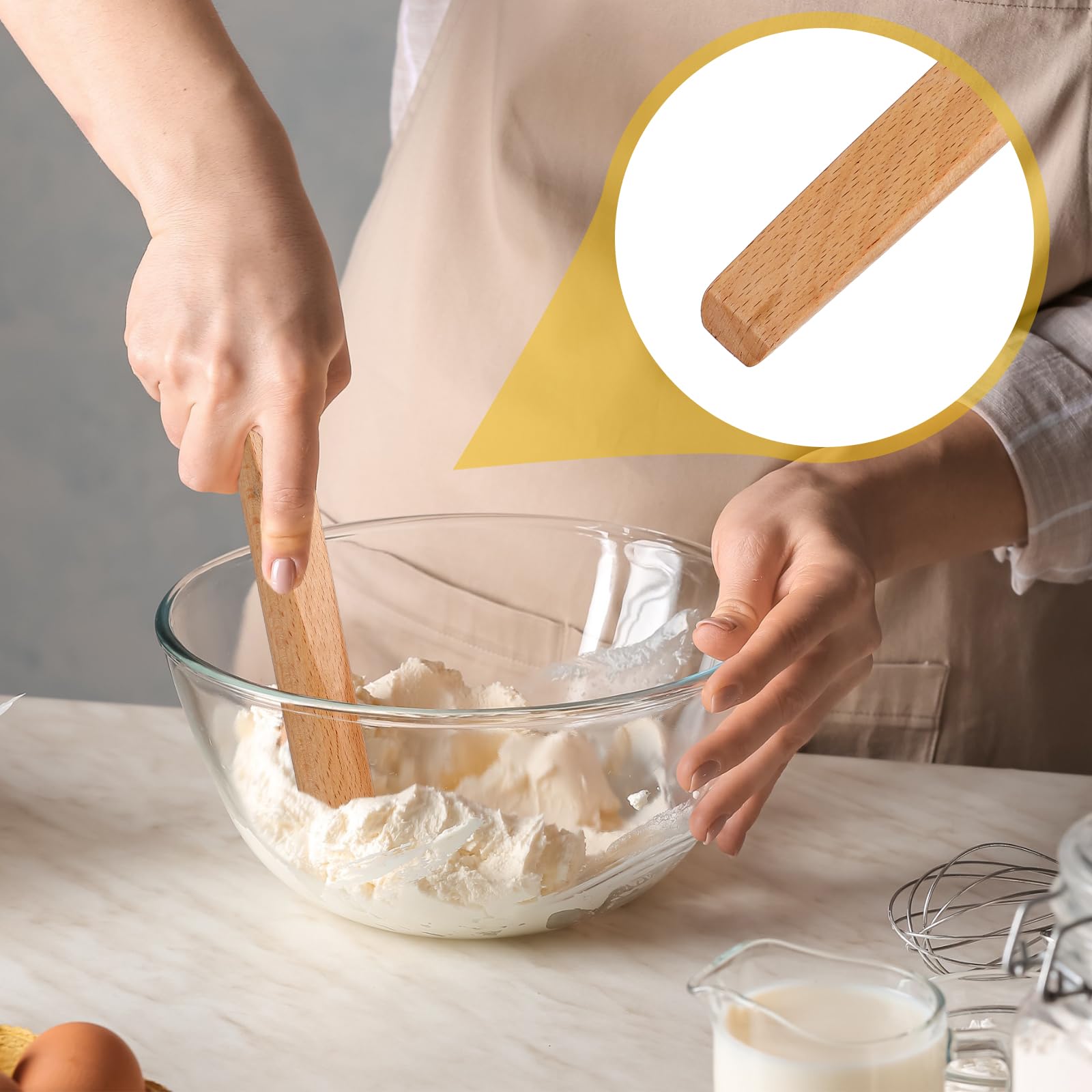  Hillban beech wood spurtle close-up with smooth surface for gentle stirring