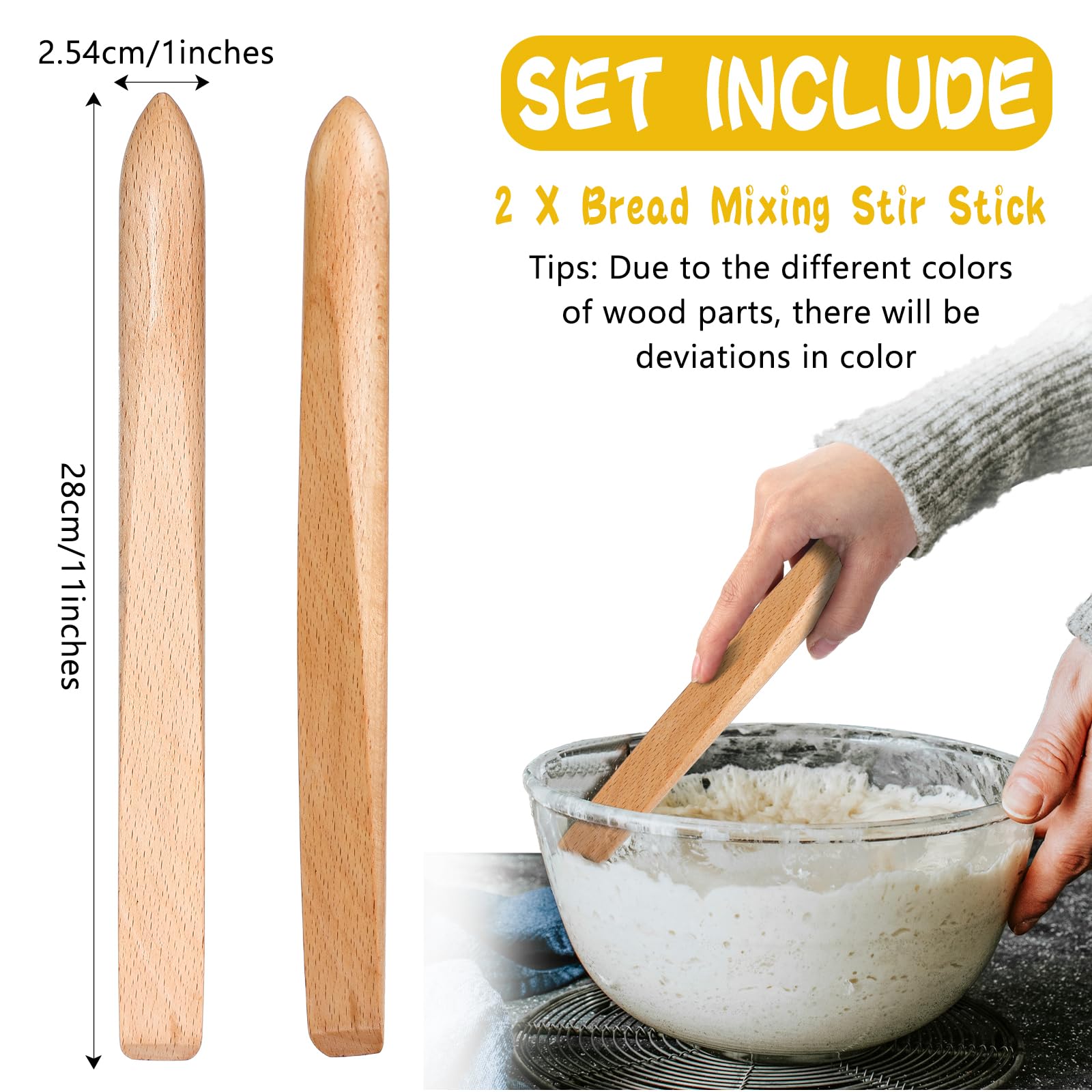  Hillban two-piece spurtle set ideal for daily bread mixing tasks