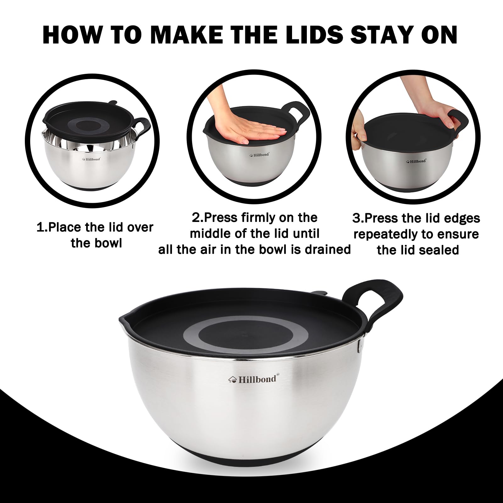 Hillbond bowls with lids offering convenient food storage and spill prevention.