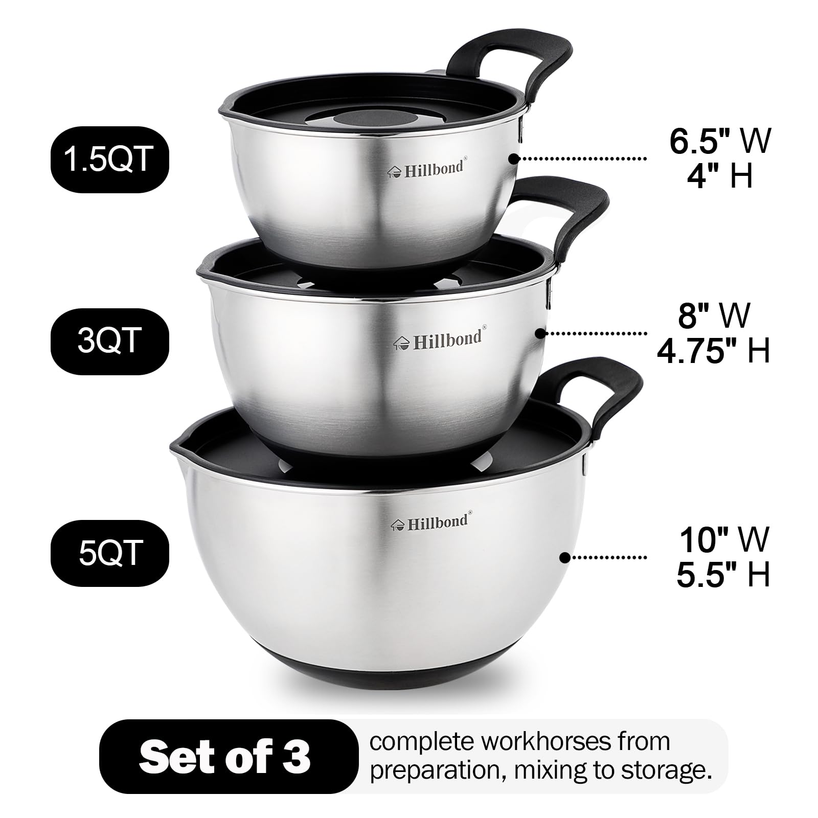 Hillbond bowls showing engraved measurements for precise ingredient prep.