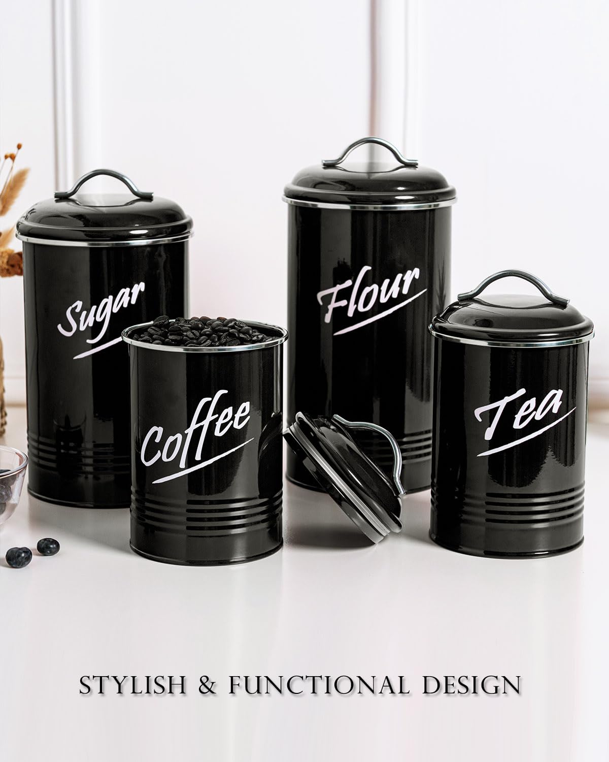 Hillbond nesting storage canisters saved space on kitchen counter.