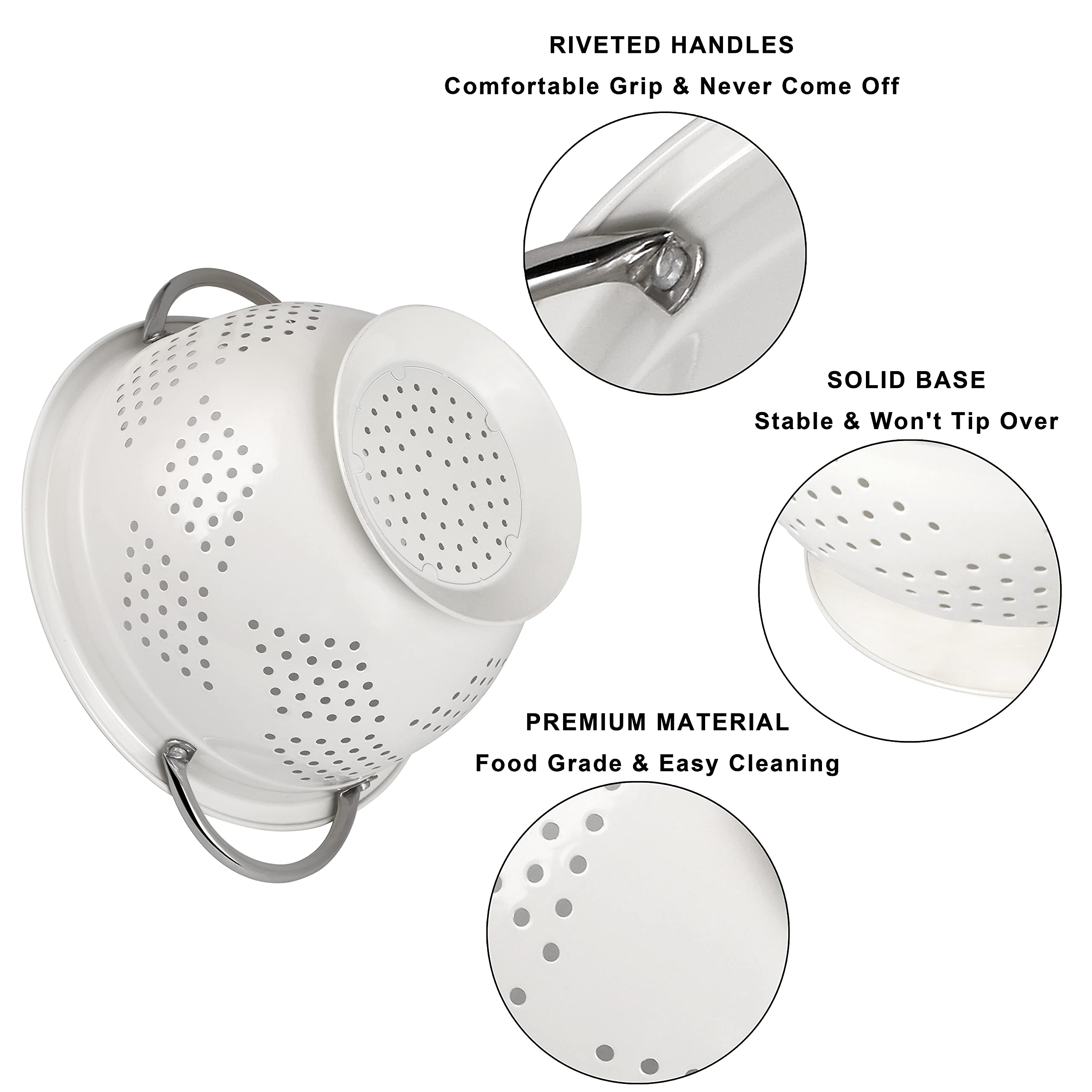 Hillbond 5 qt colander perfect for large batches of pasta or fruit washing