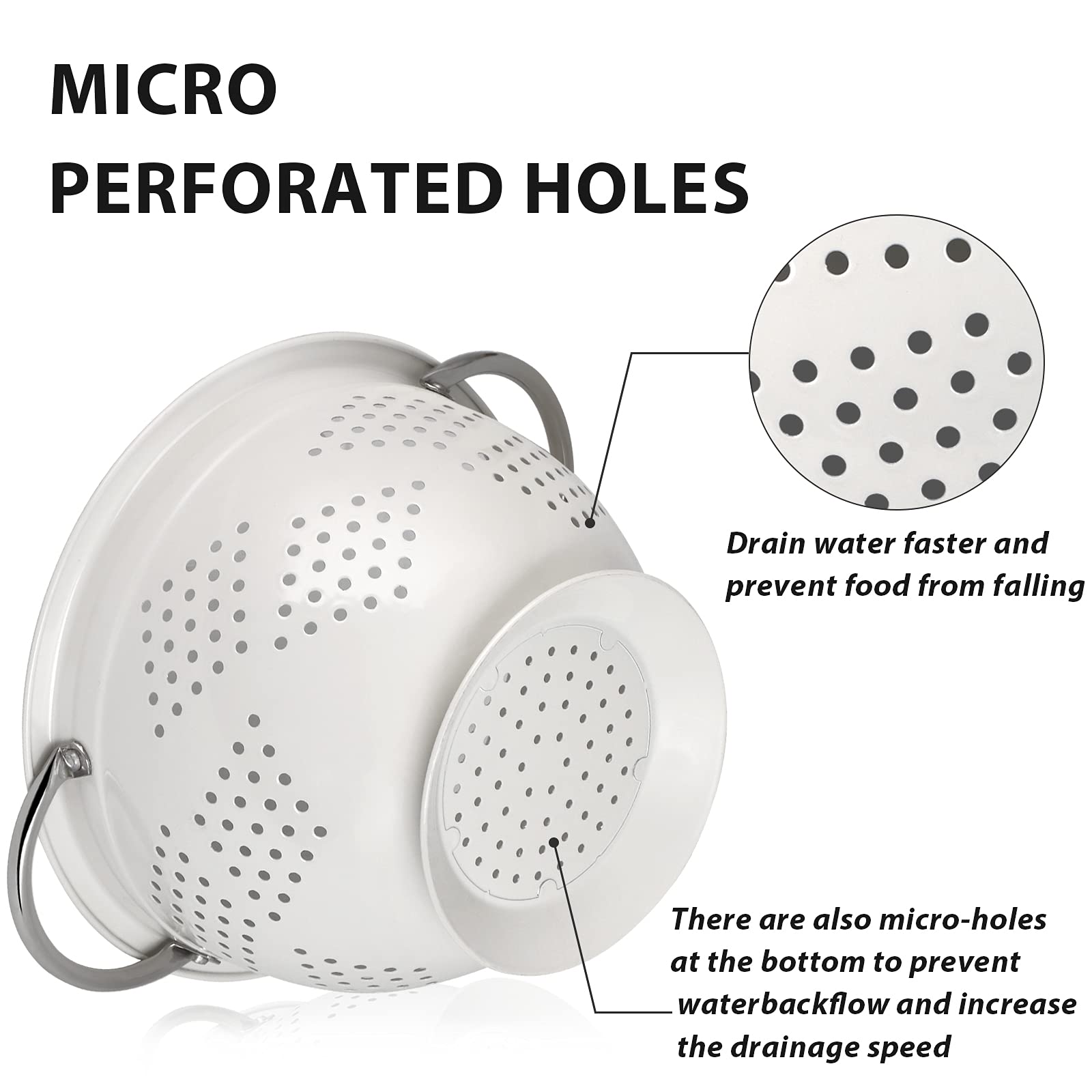 Hillbond colander micro-drainage holes speed drainage without tilting