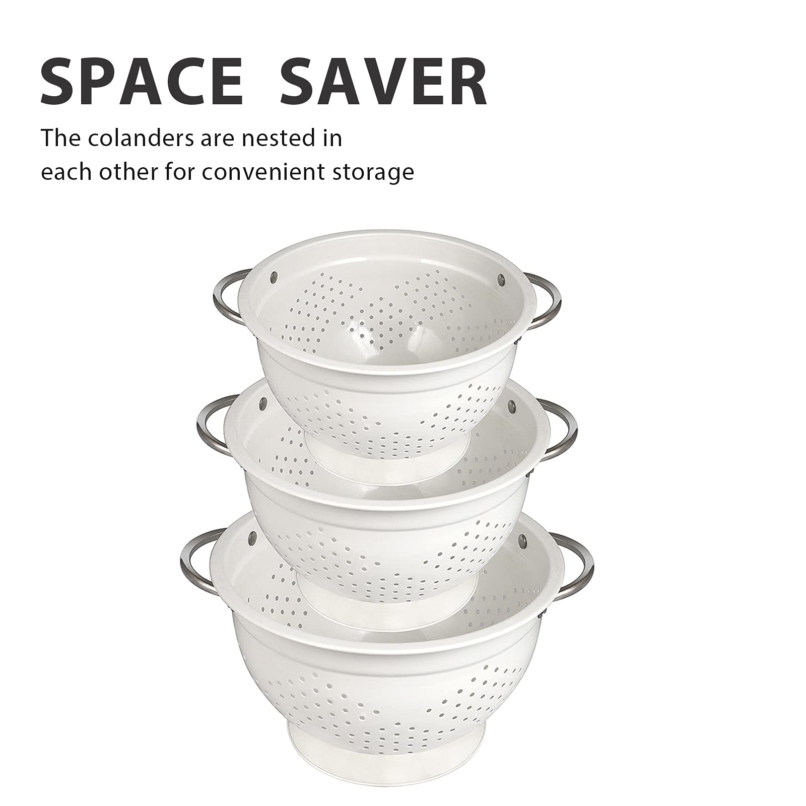 Hillbond colander set nests for compact storage and space efficiency
