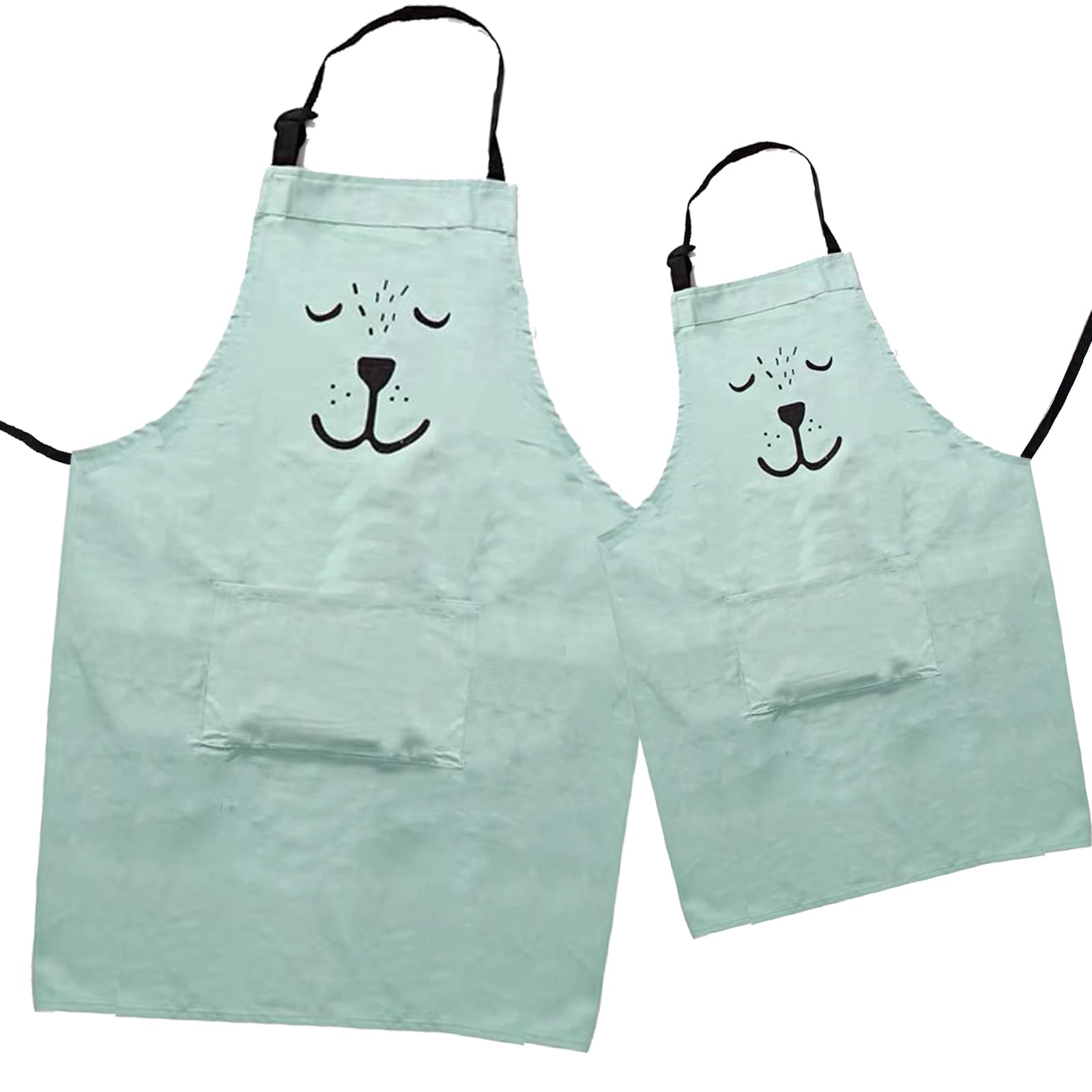 HILLHOME parent-child aprons pair, front view, ideal for family baking moments