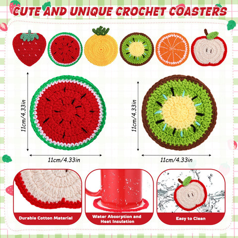 Hillsuren fruit crochet coaster strawberry adds charm while catching moisture
