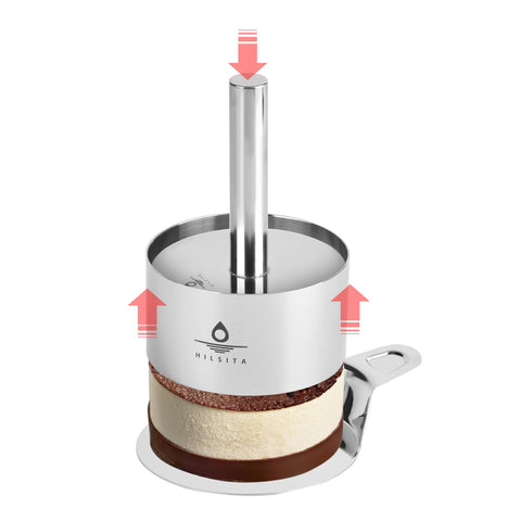 Hilsita lifter tool for cake rings safely lifts delicate layers.