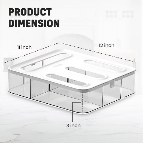 HIMUS bag organizer in-drawer view with clear top for quick bag access
