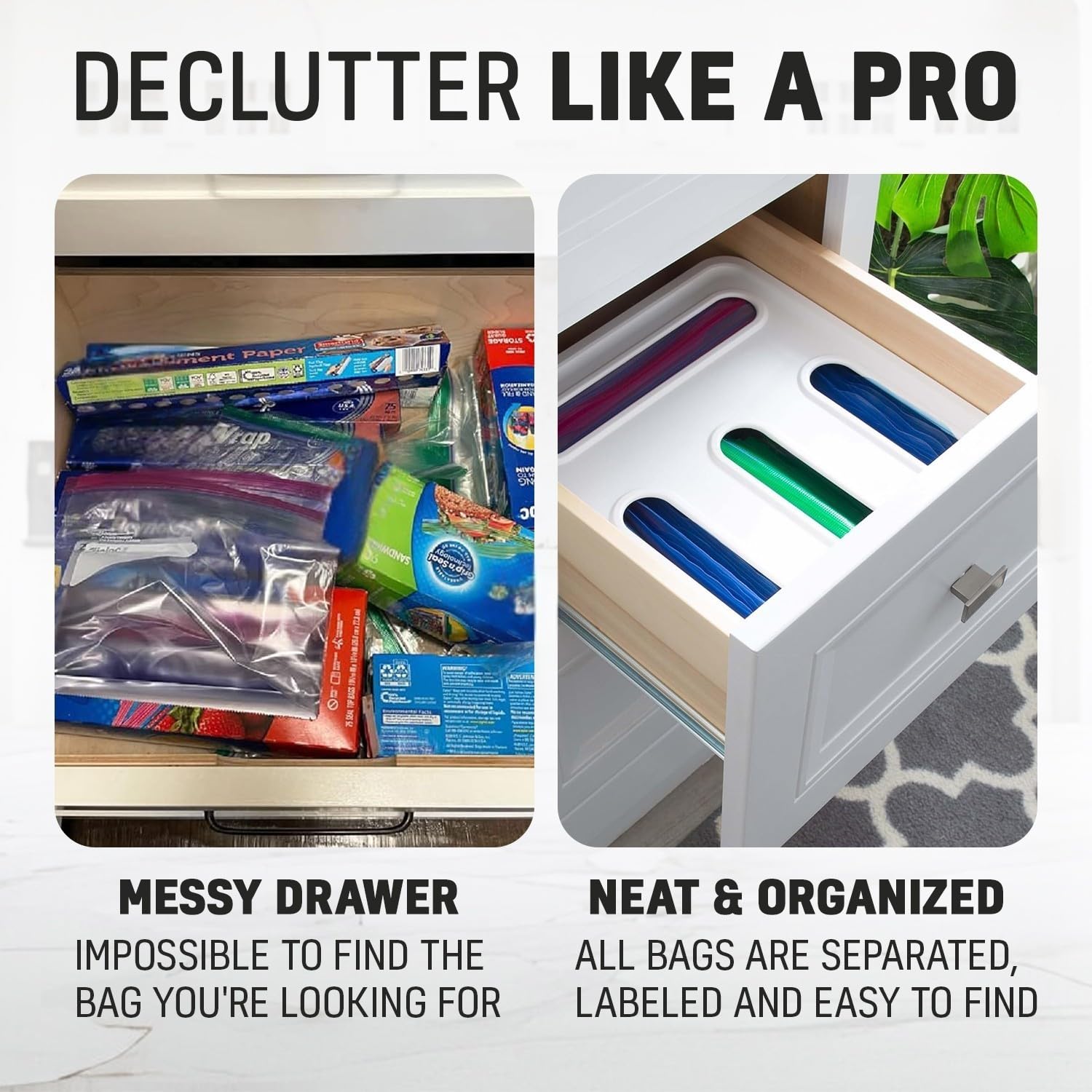 HIMUS sandwich bags organizer in-drawer for fast access