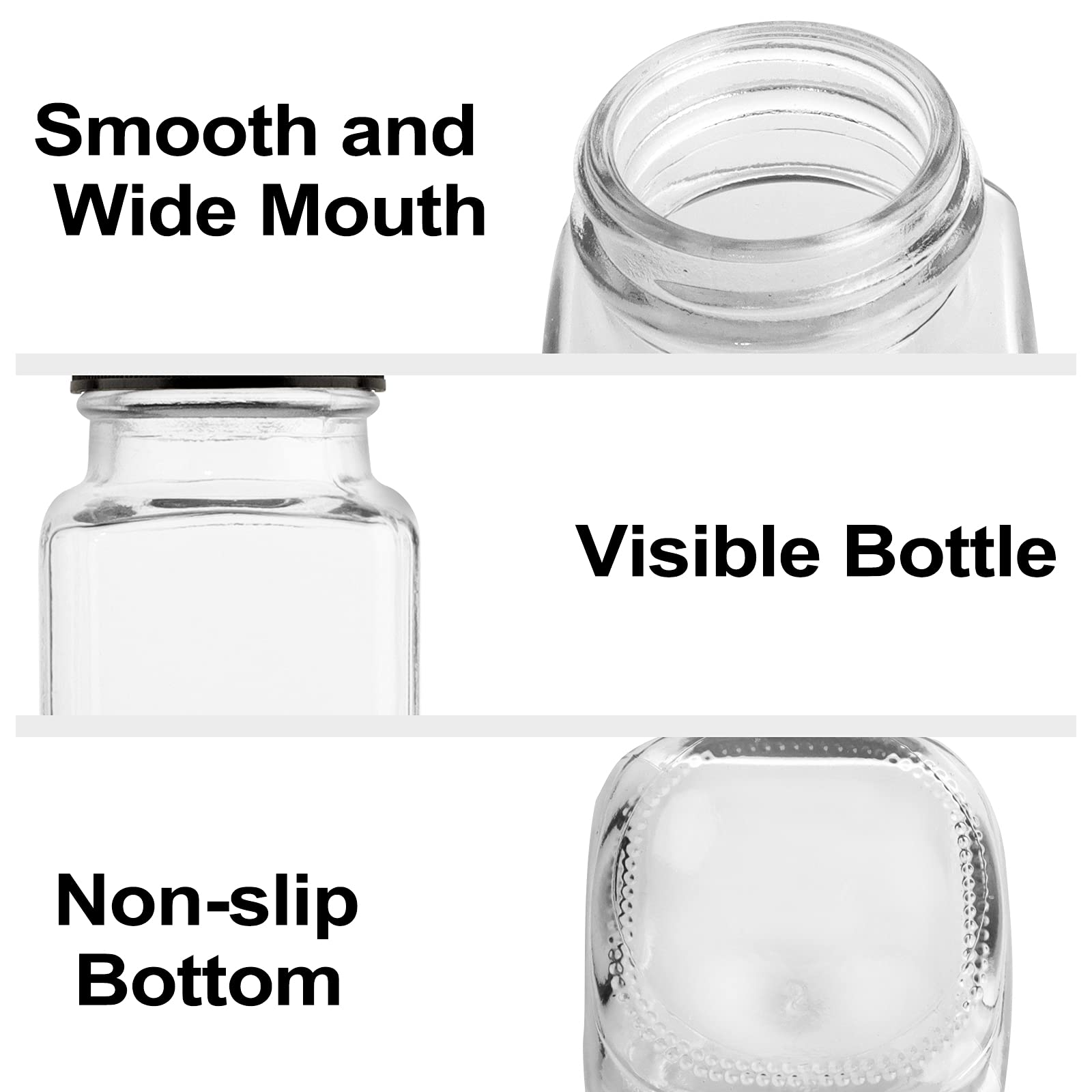 HINGWAH wide opening on bottle allows easy filling and thorough cleaning.