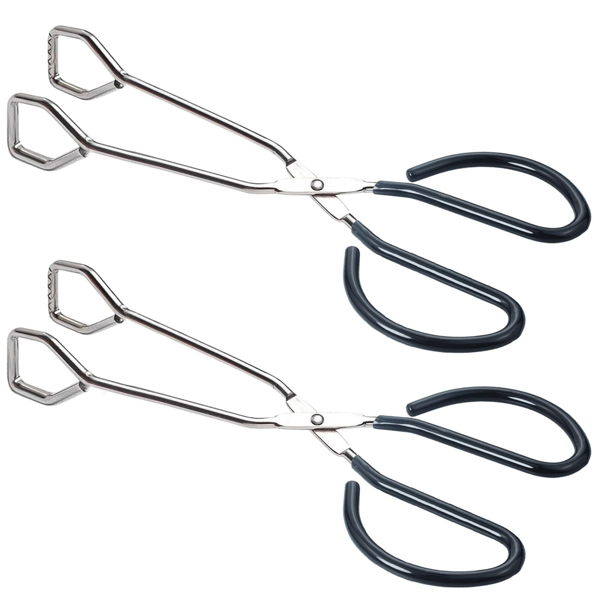 HINMAY 10-Inch heavy-duty stainless steel kitchen tongs with a sturdy grip for flipping.