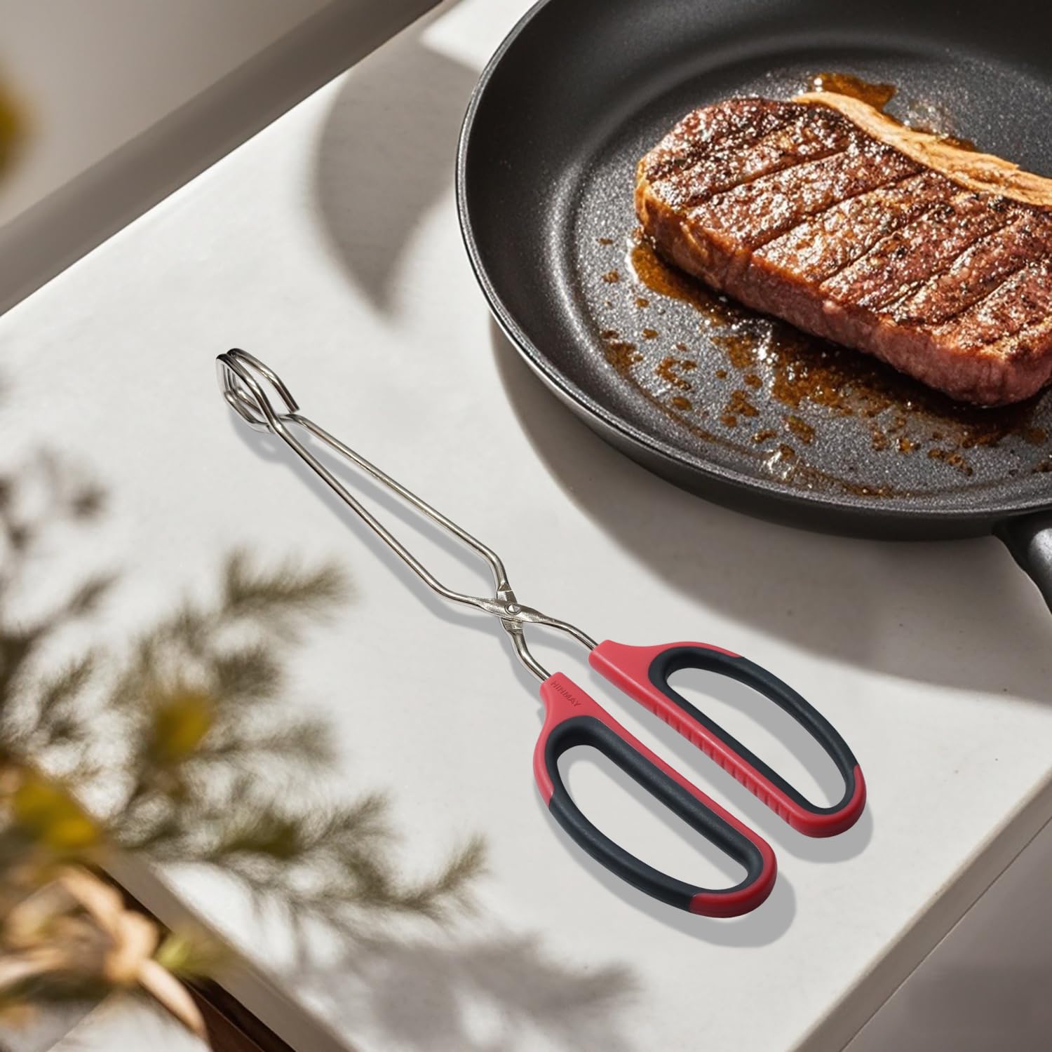 HINMAY tongs securely grip burgers, corn, and more without slips