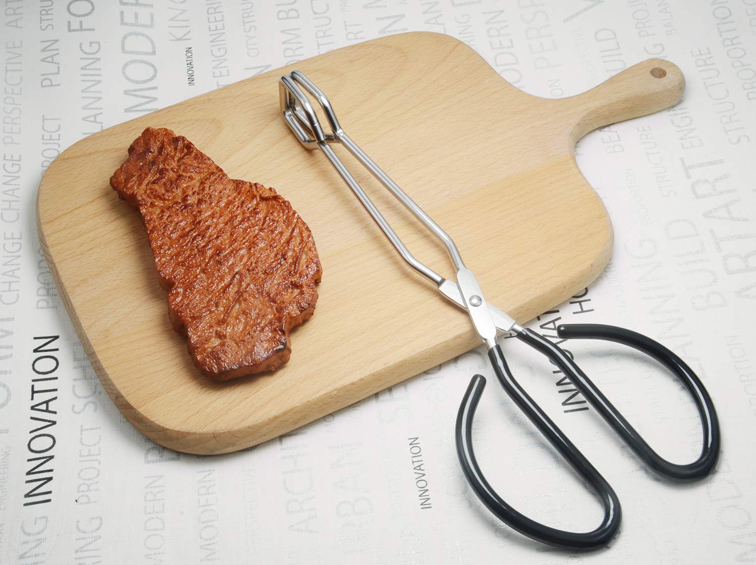 HINMAY square-tip tongs grip meat, fish, and vegetables with ease.
