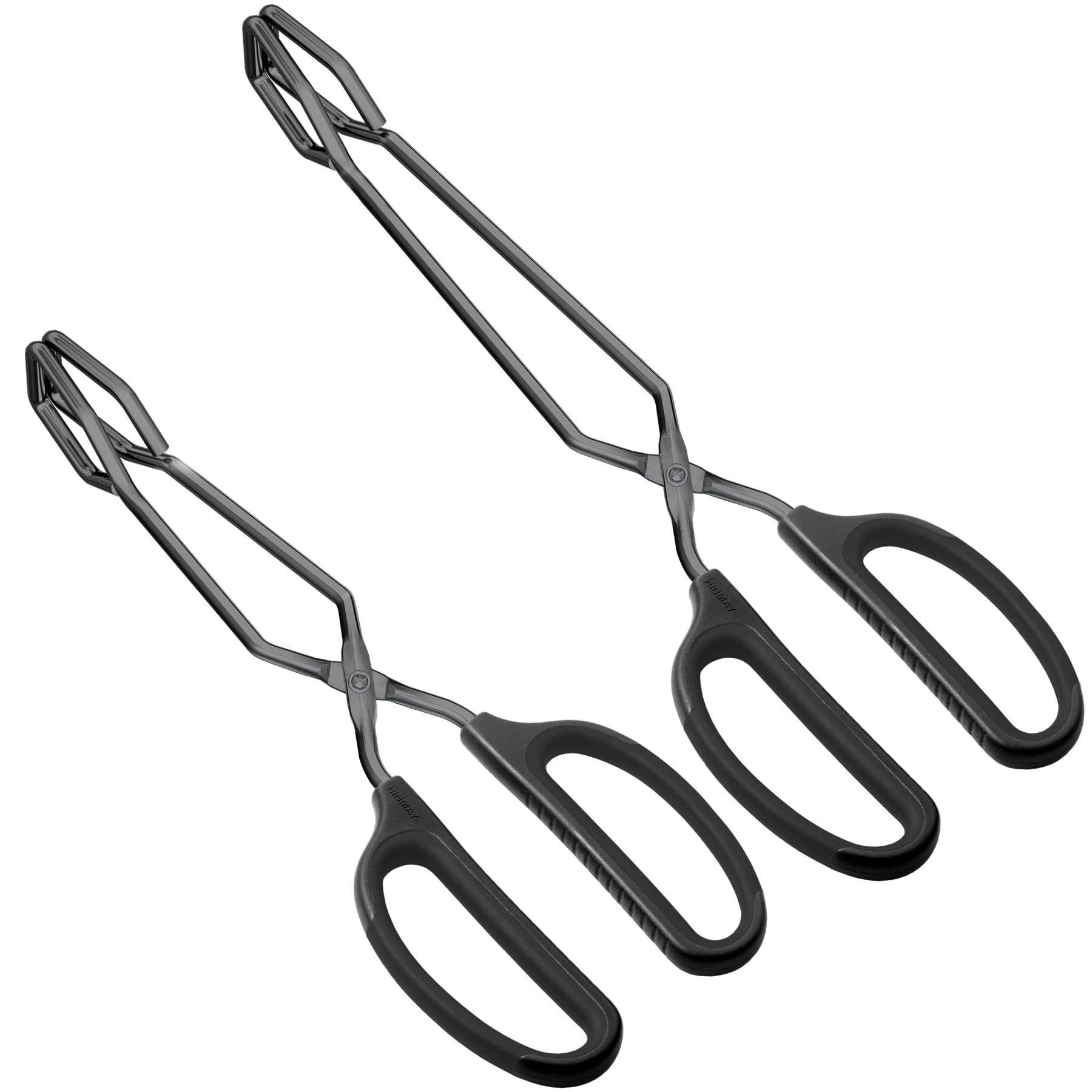 HINMAY 10-inch tongs gripping steaks during grilling for precise handling