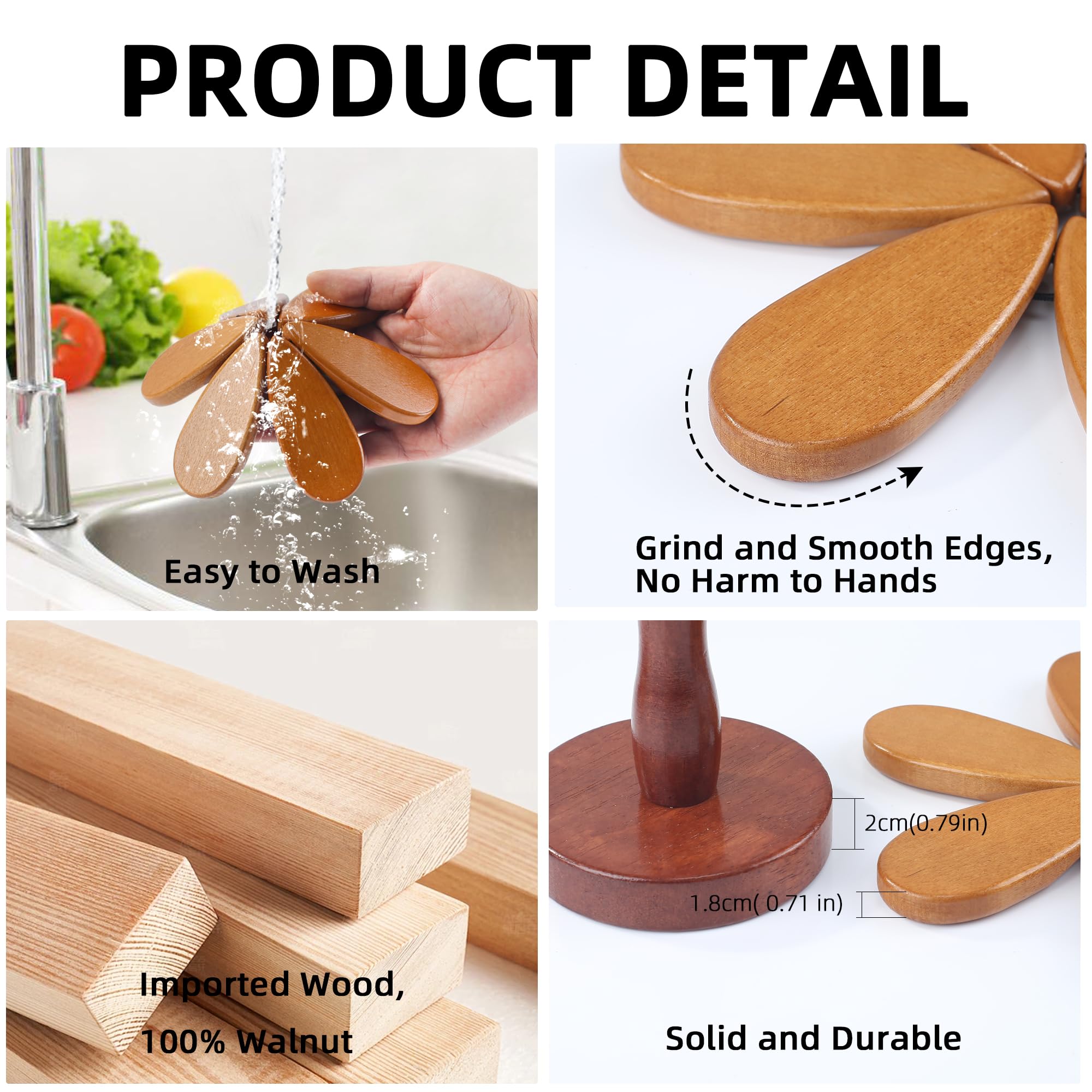 Hinpote wooden trivet set-4 arranged on table protects hot dishes