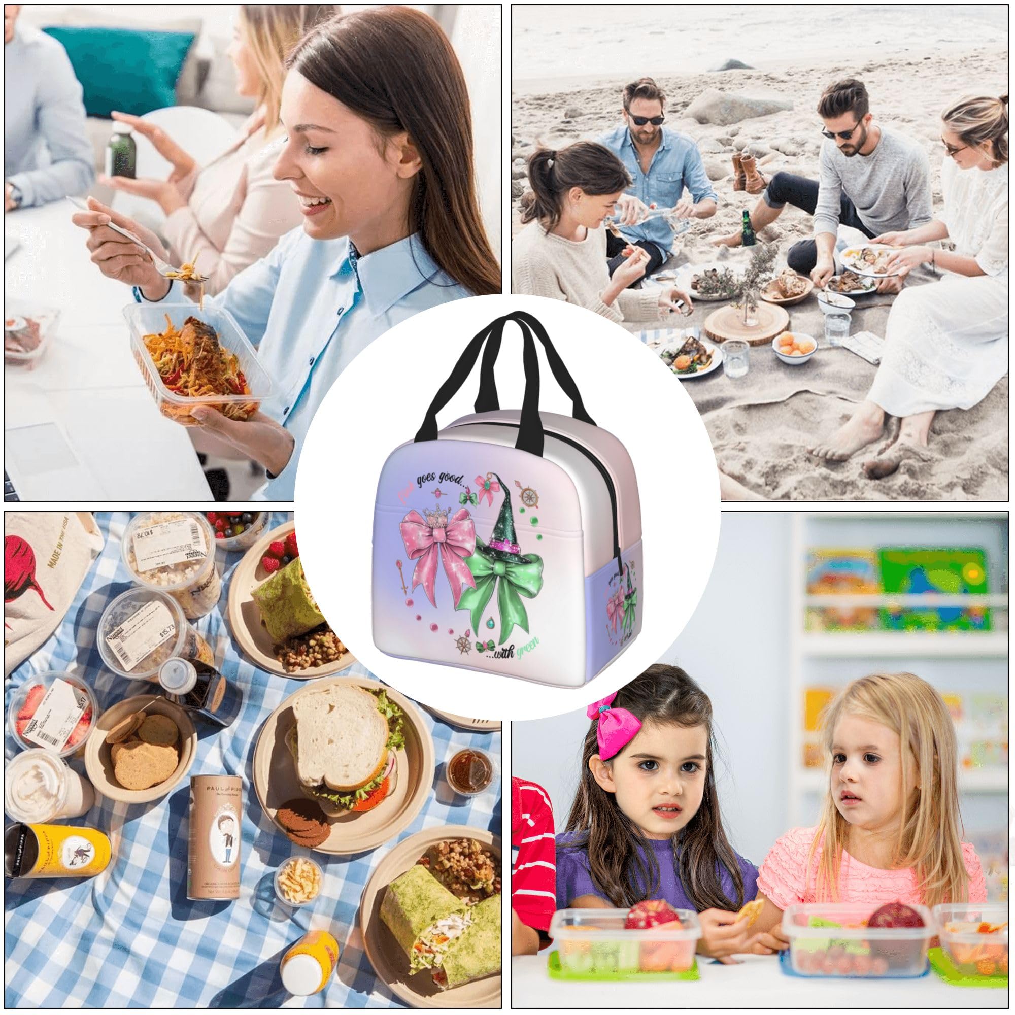 Hirkdiexy Pink Goes Good With Green lunch bag lightweight design for easy carrying