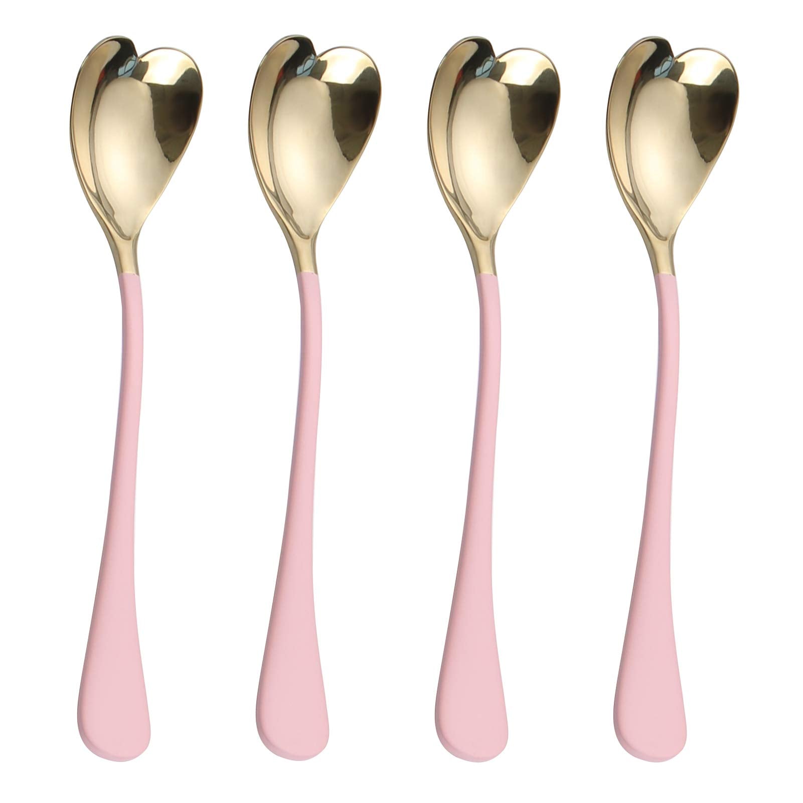 HISSF pink heart dessert spoons 6-7in set for elegant dessert serving