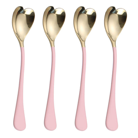 HISSF pink heart dessert spoons 6-7in set for elegant dessert serving