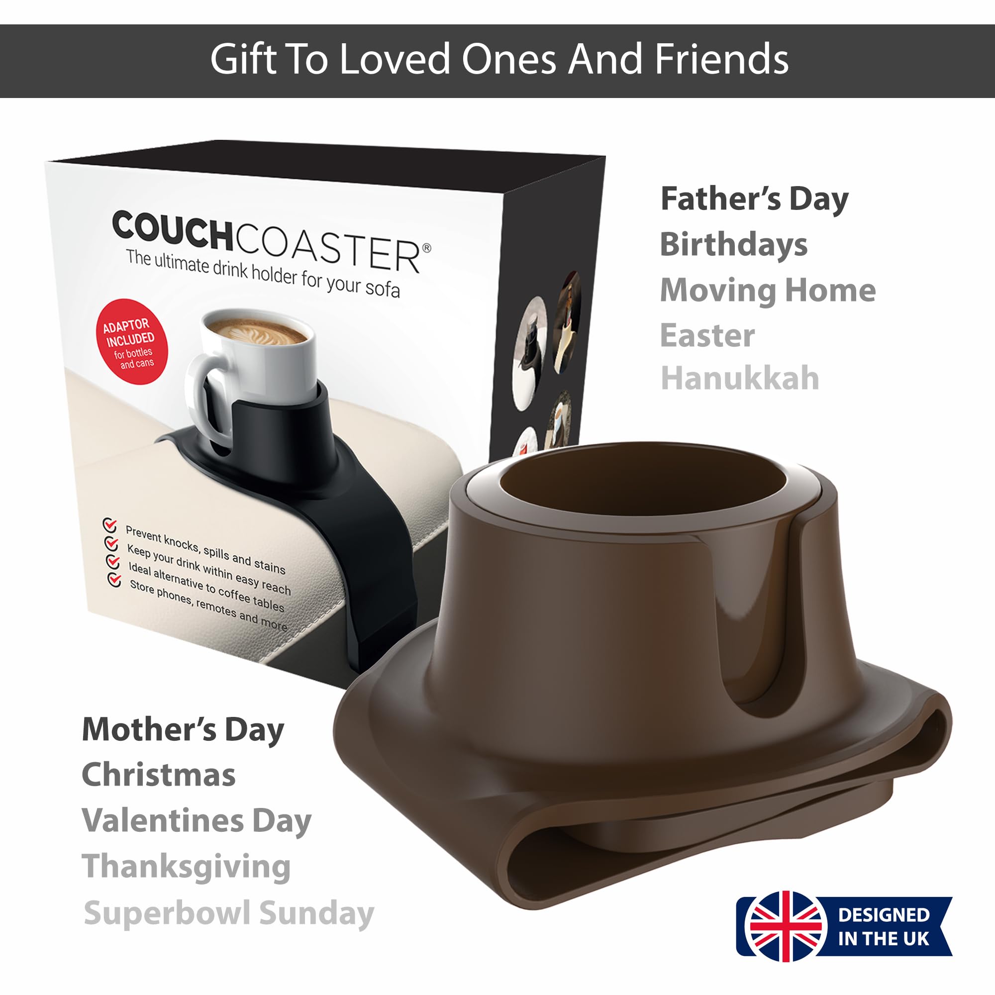 Hit Products CouchCoaster flat-seat use expands placement options.
