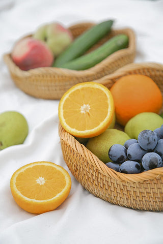 HITOMEN rattan basket multipurpose storage for snacks, keys, and jewelry.