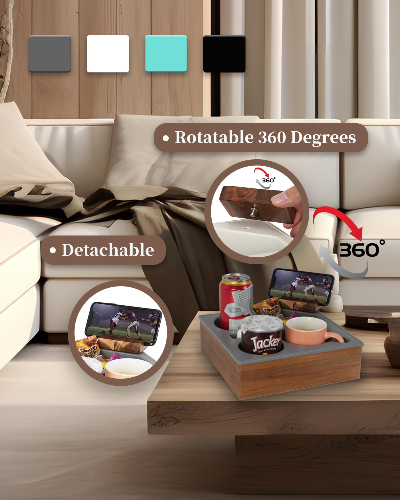Hitseon soft silicone with acacia wood tray preserves shape and protects furniture