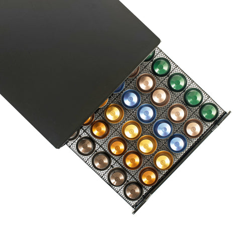 HiveNets metal coffee pod rack drawer slides smoothly for easy selection.