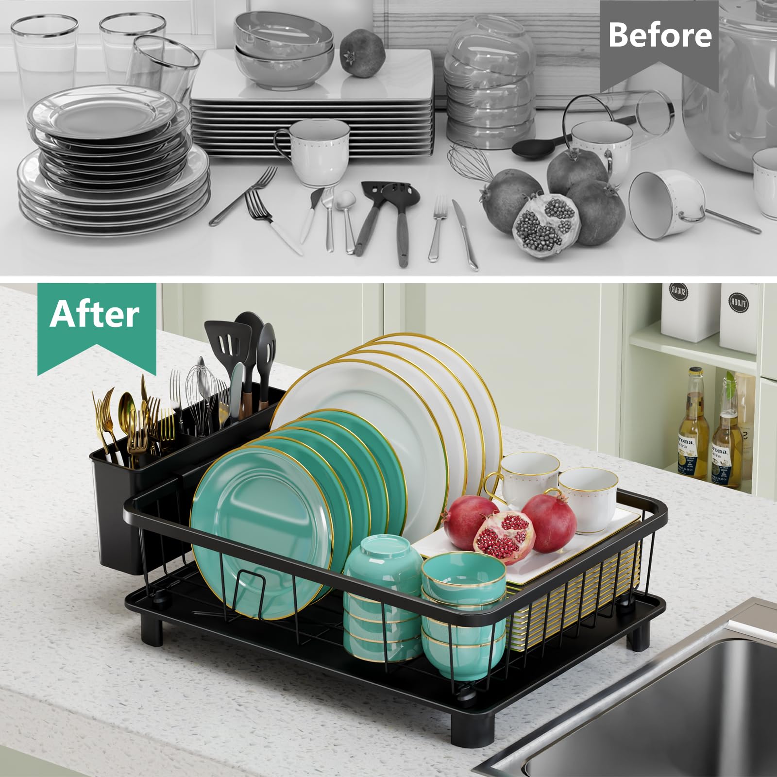 Hiviweer dish drying rack tool-free installation for quick setup
