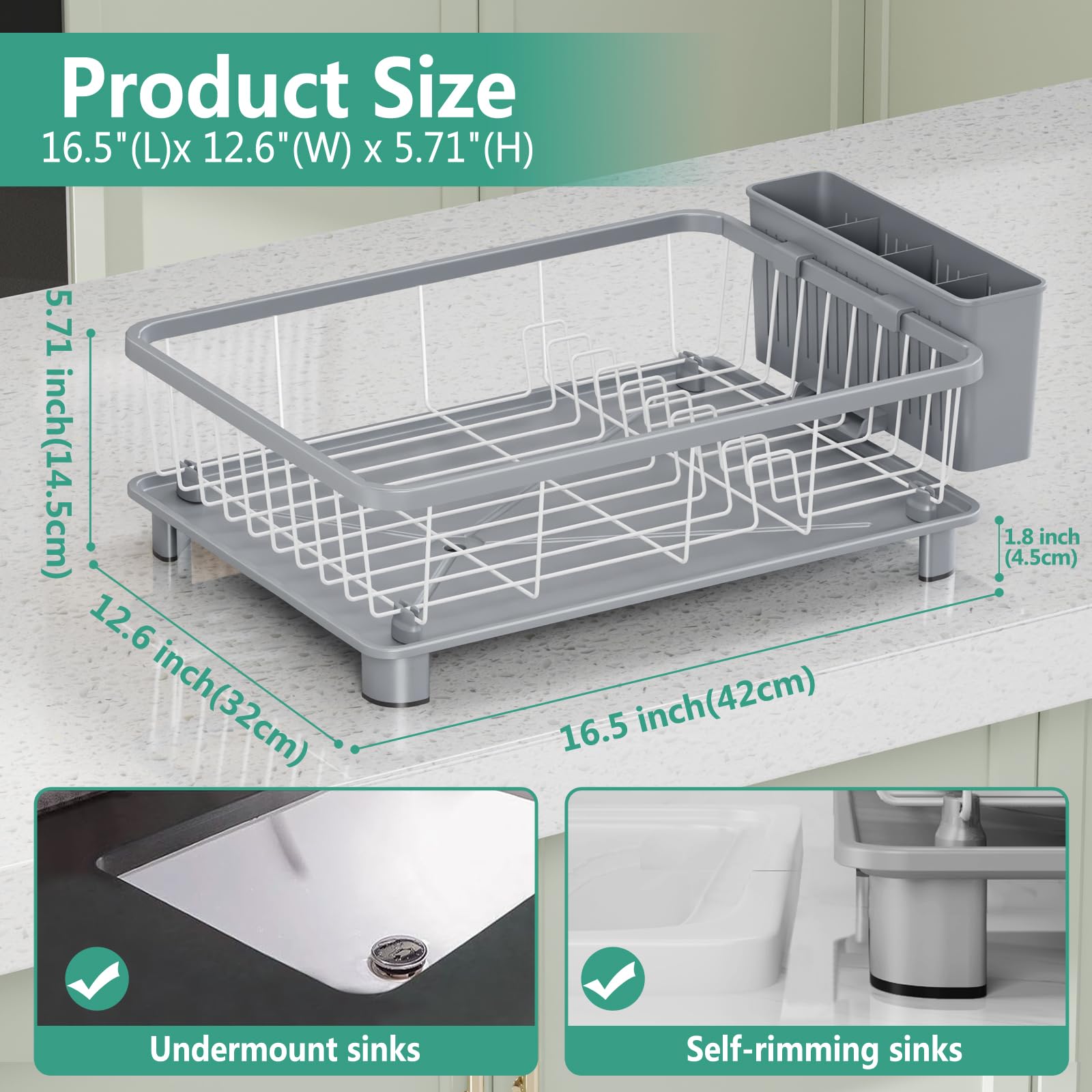 Hiviweer anti-slip feet stabilize the rack on the countertop.