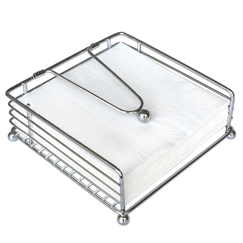 Hiwafifi napkin holder silver with weighted arm keeps napkins neat.