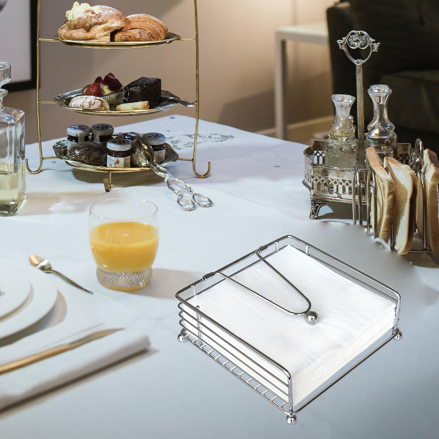 Hiwafifi napkin holder with weighted arm stabilizes napkins.